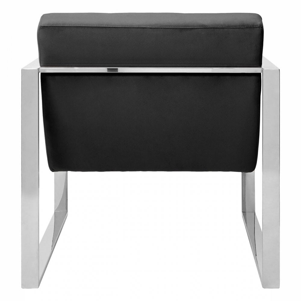 Chiqui Black Velvet Cocktail Chair, Stainless Steel, Black