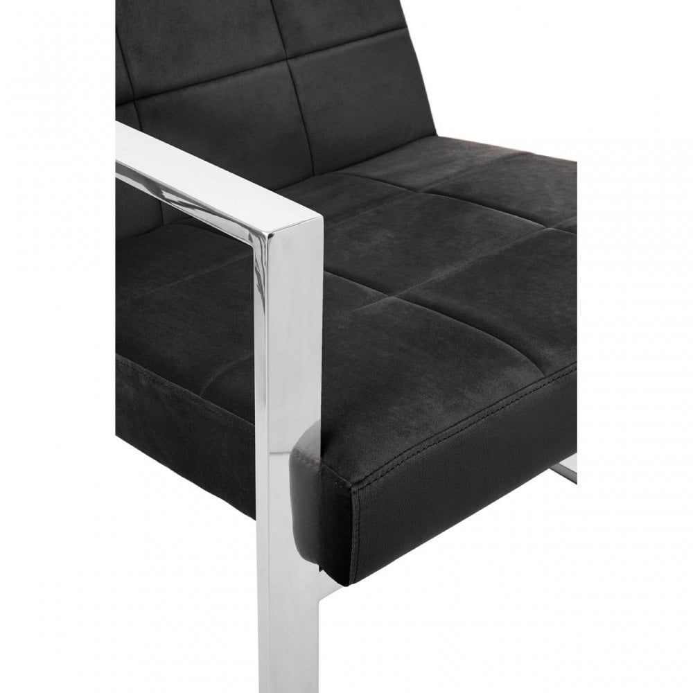 Chiqui Black Velvet Cocktail Chair, Stainless Steel, Black