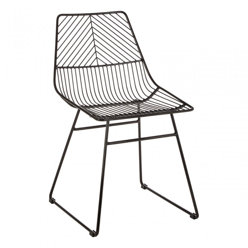 District Small Black Metal Wire Chair, Metal, Black