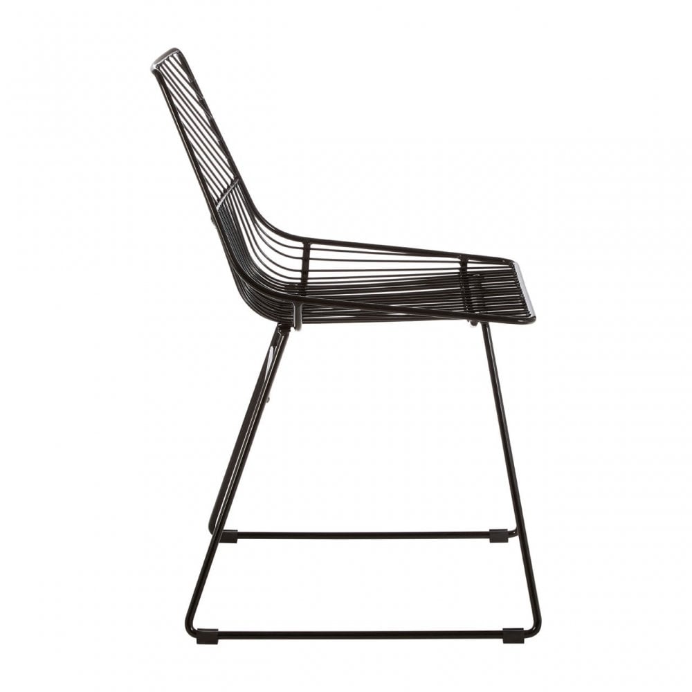 District Small Black Metal Wire Chair, Metal, Black