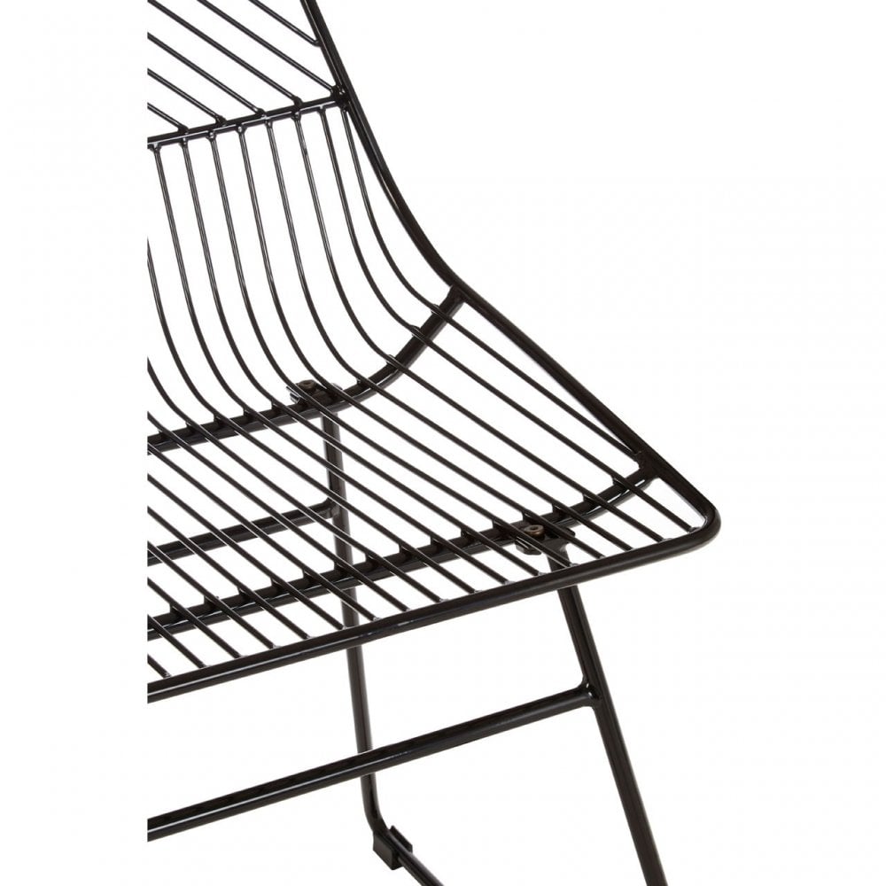 District Small Black Metal Wire Chair, Metal, Black