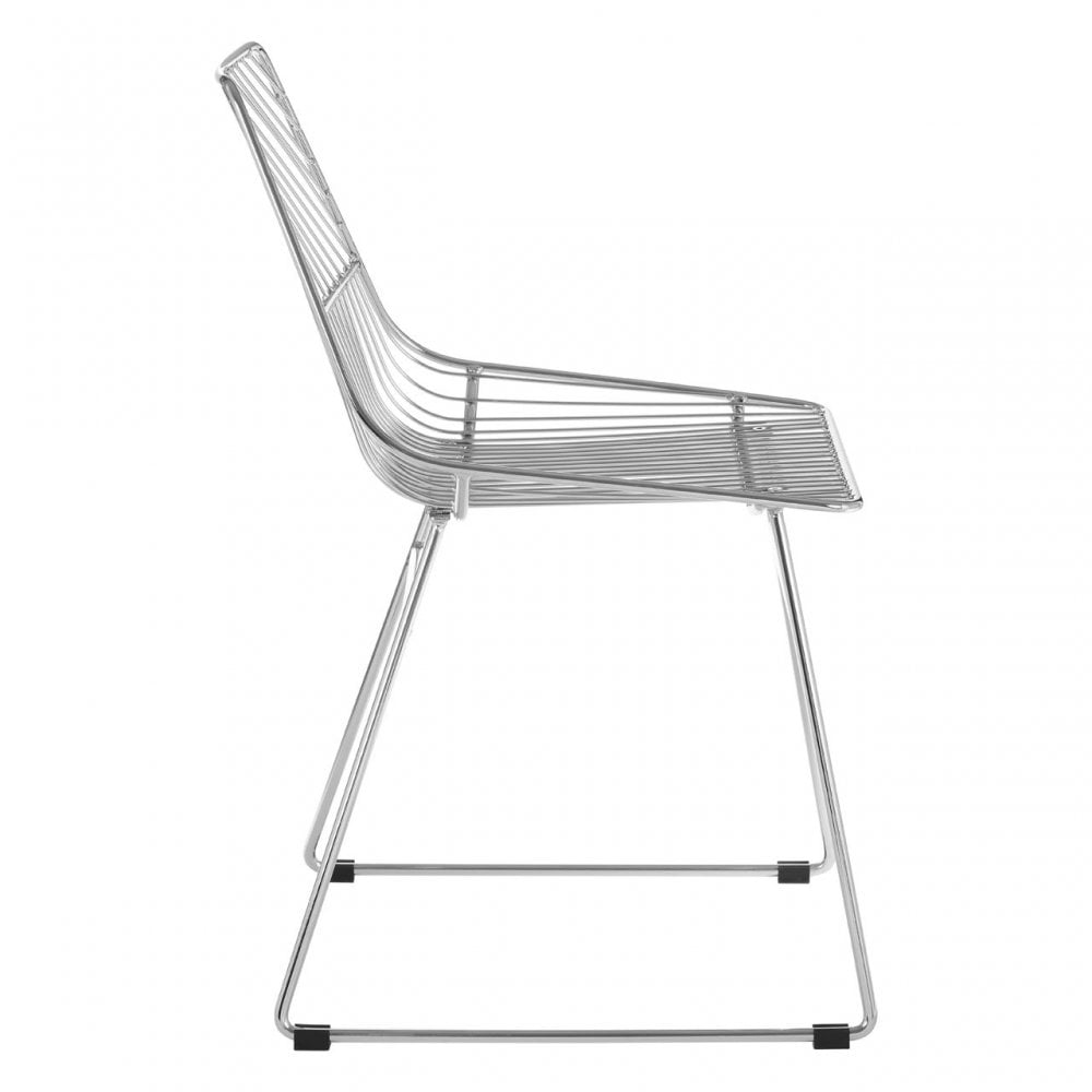 Brock Chrome Metal Tapered Wire Chair, Chromed Metal, Silver