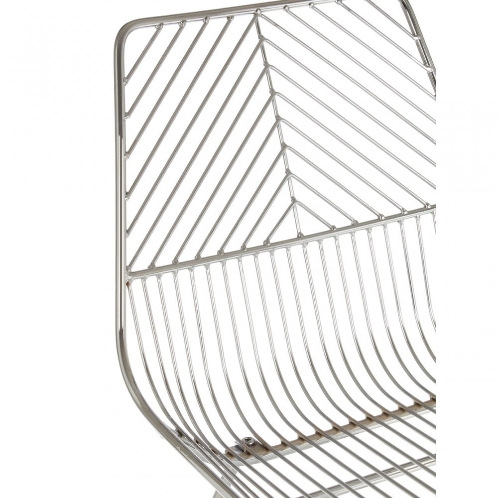 Brock Chrome Metal Tapered Wire Chair, Chromed Metal, Silver