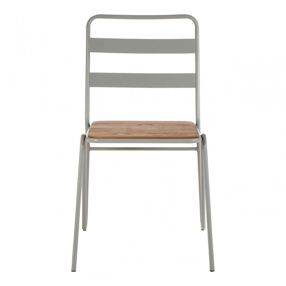 Brock Grey Metal and Elm Wood Chair, Metal, Grey