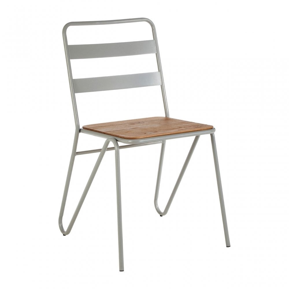 Brock Grey Metal and Elm Wood Chair, Metal, Grey