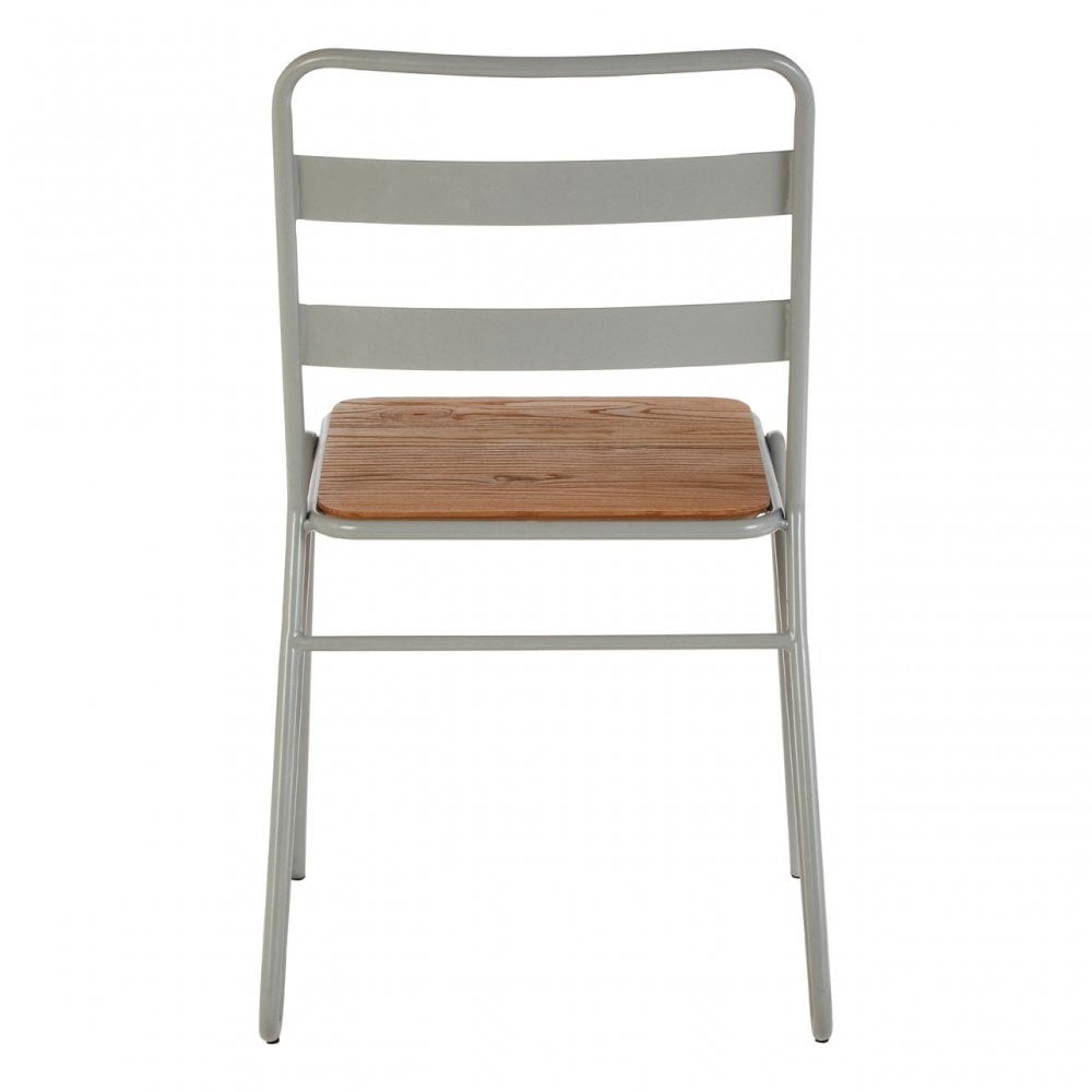 Brock Grey Metal and Elm Wood Chair, Metal, Grey