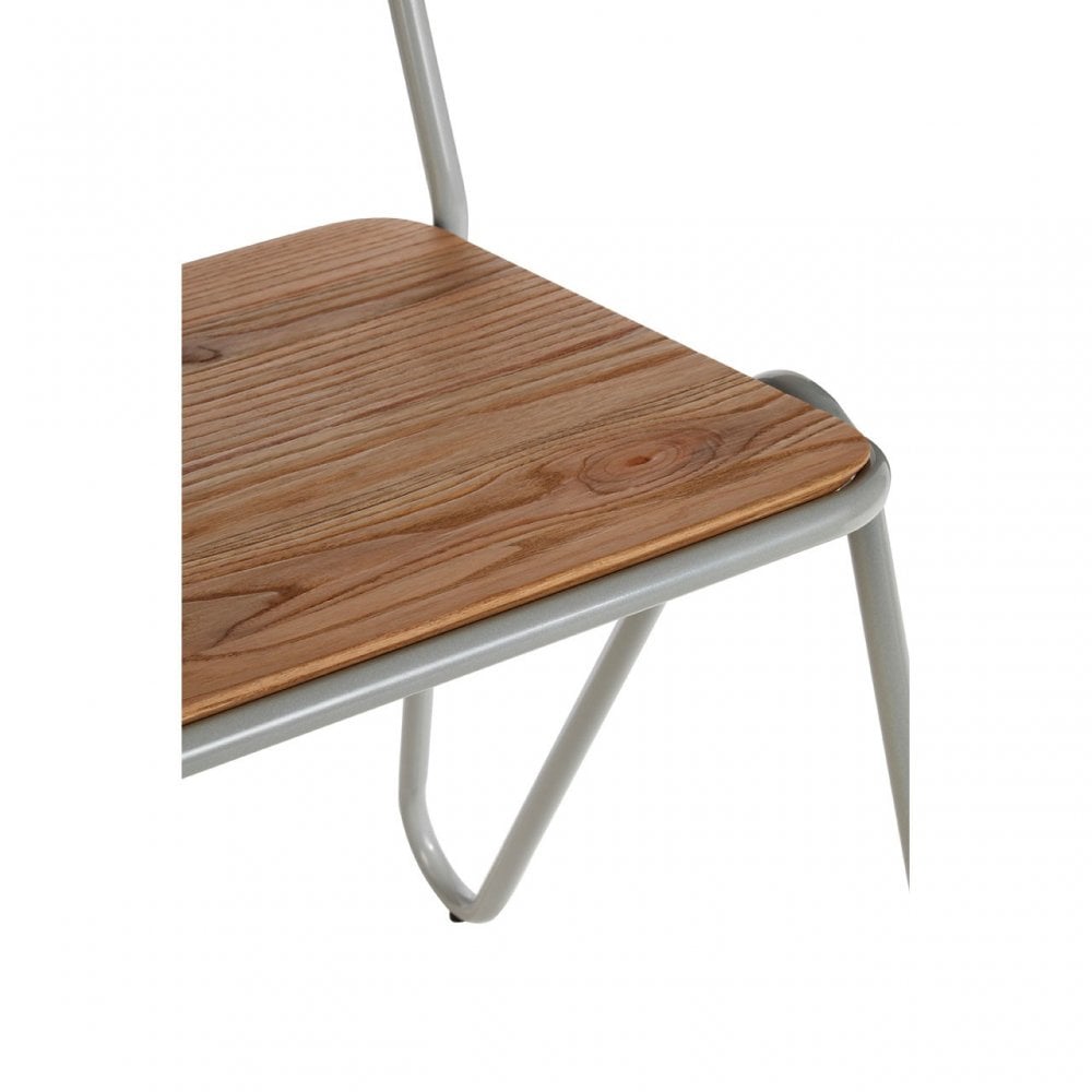Brock Grey Metal and Elm Wood Chair, Metal, Grey