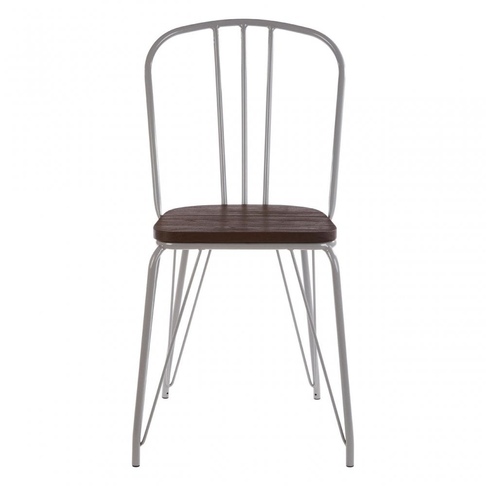 Brock Grey Metal and Elm Wood Chair, Elm Wood, Grey