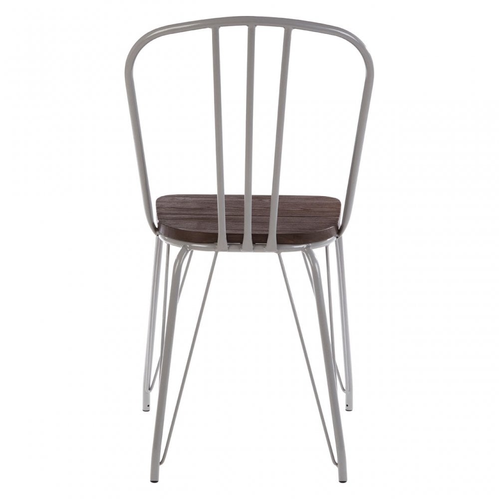 Brock Grey Metal and Elm Wood Chair, Elm Wood, Grey