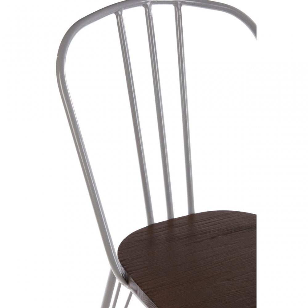 Brock Grey Metal and Elm Wood Chair, Elm Wood, Grey