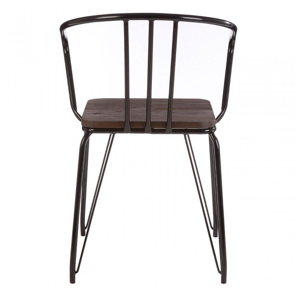 Brock Black Metal and Elm Wood Arm Chair, Elm Wood, Black