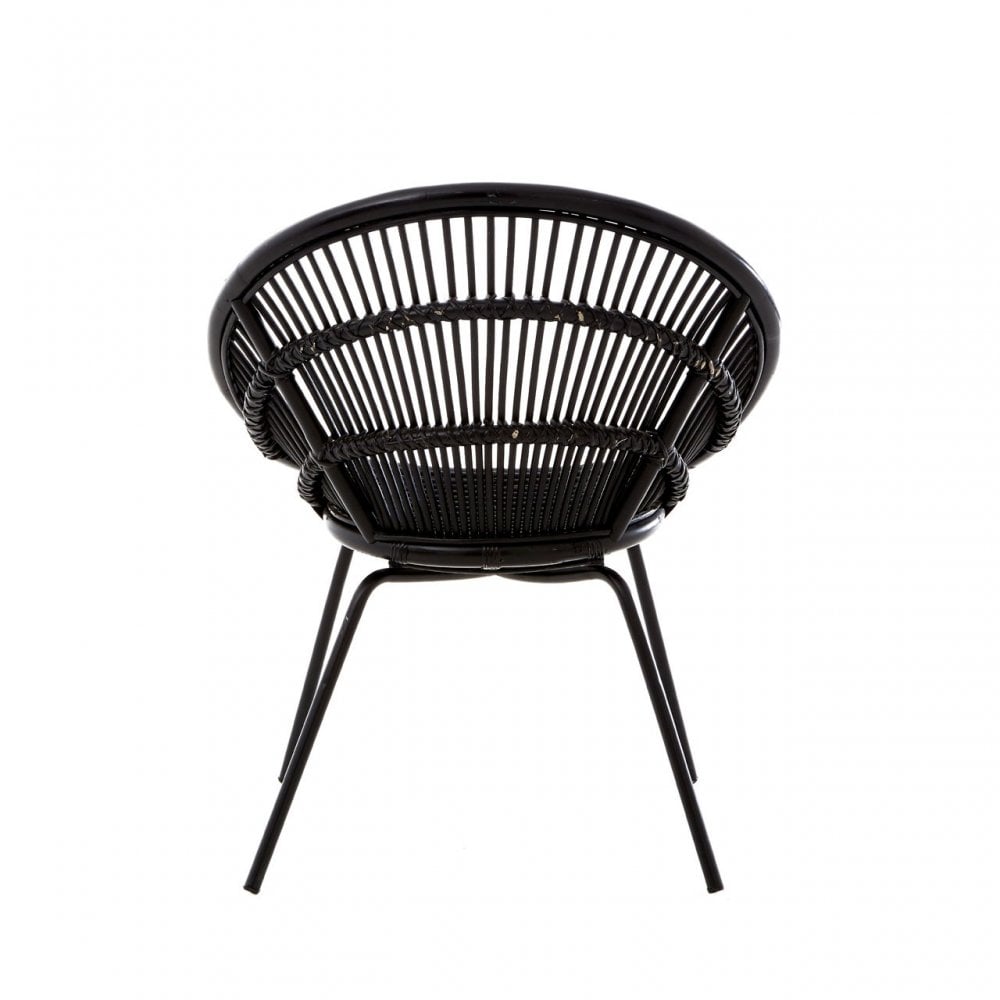 Lagom Black Rattan Chair with Iron Legs, Iron, Rattan, Black