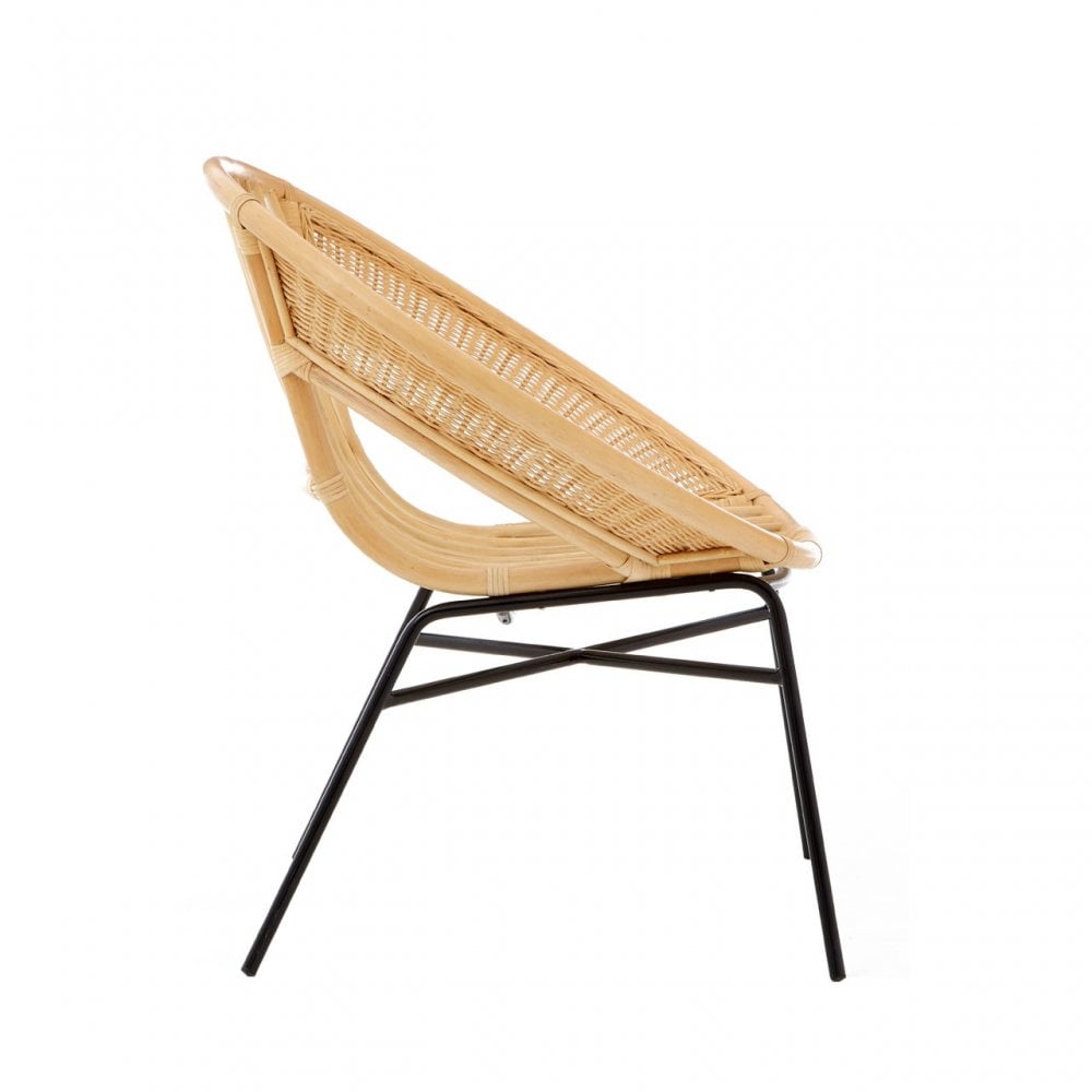 Lagom Rattan / Black Iron Chair, Iron, Rattan, Natural