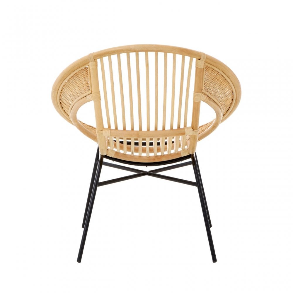 Lagom Rattan / Black Iron Chair, Iron, Rattan, Natural