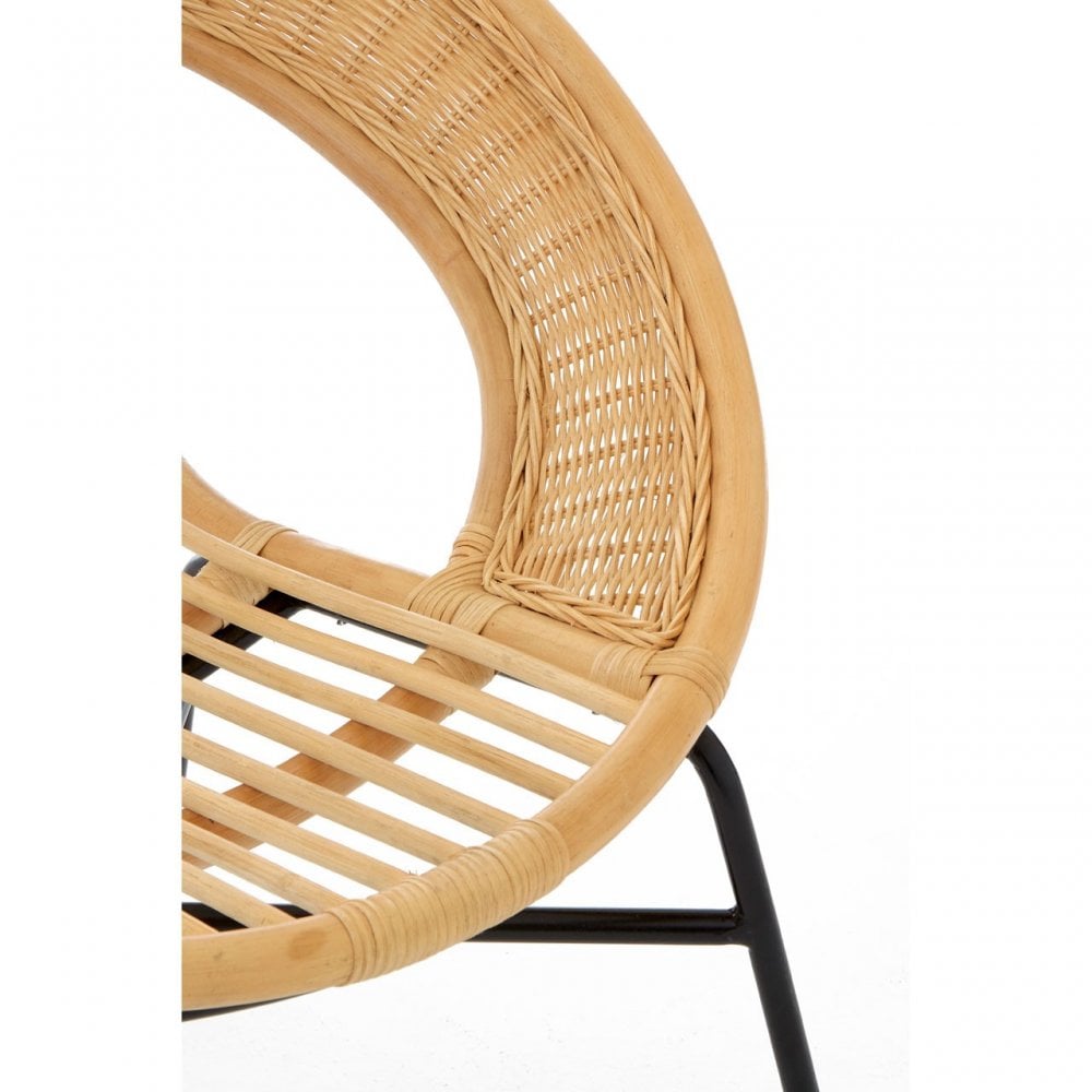 Lagom Rattan / Black Iron Chair, Iron, Rattan, Natural