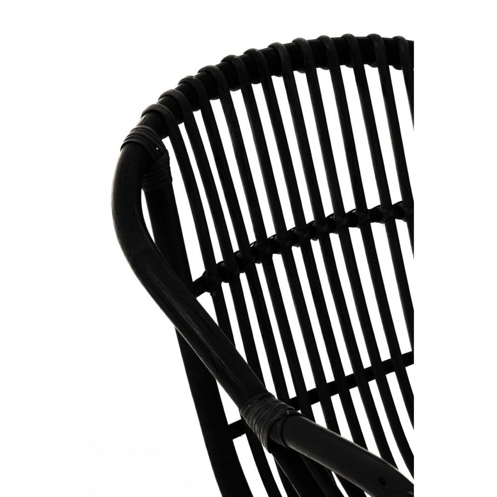 Lagom Black Rattan Chair with Raised Sides, Iron, Rattan, Black