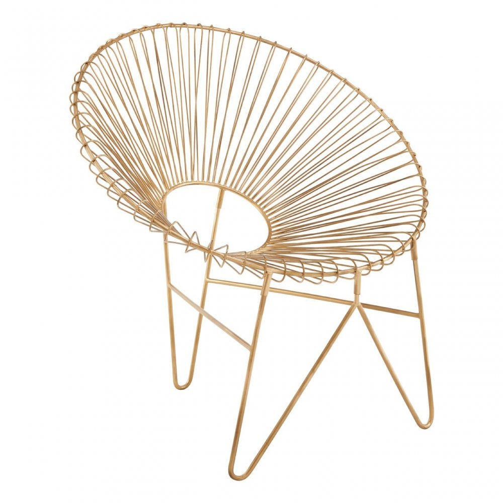 Hamish Iron Chair with Hairpin Legs, Iron, Gold