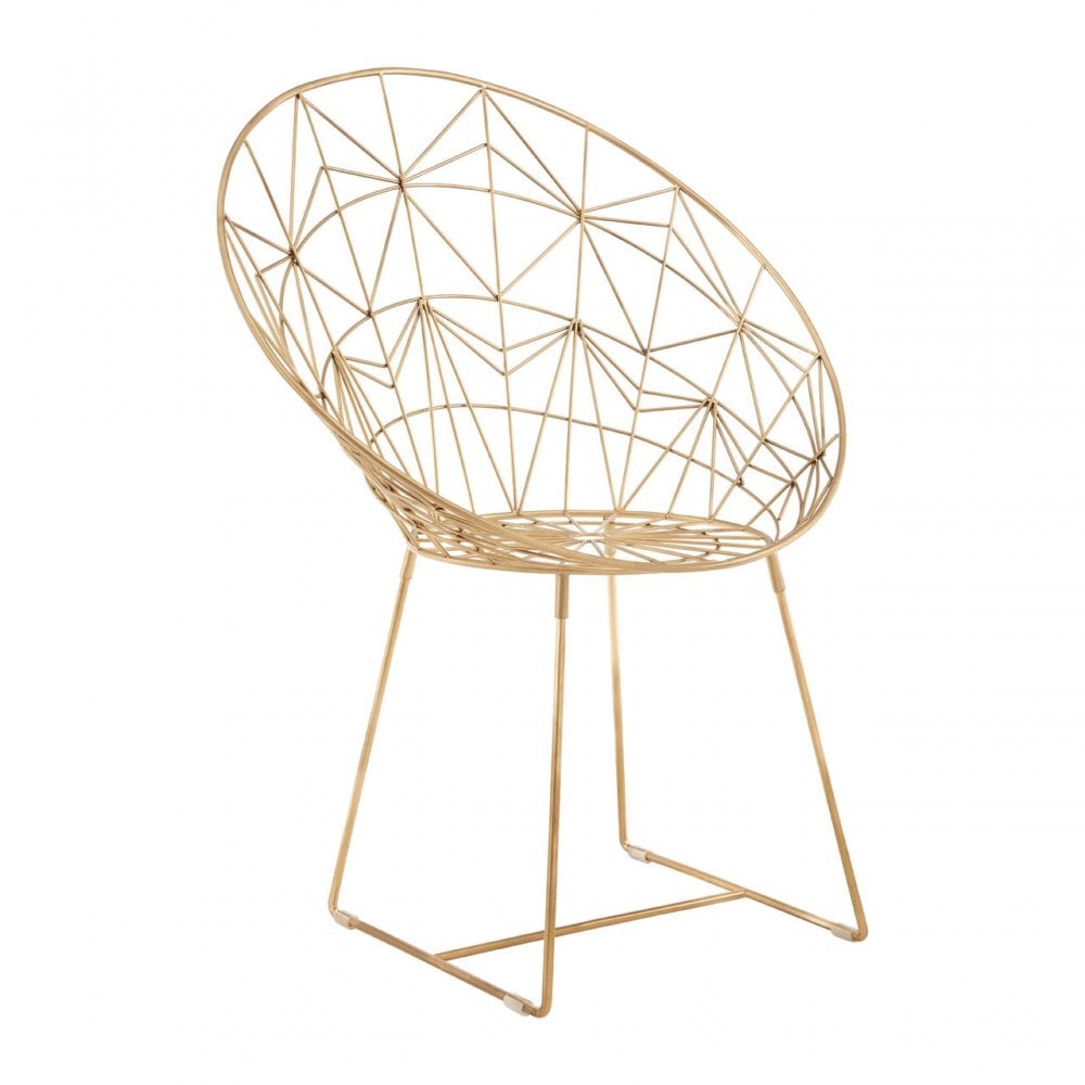 Hamish Spider Web Design Iron Chair, Iron, Gold