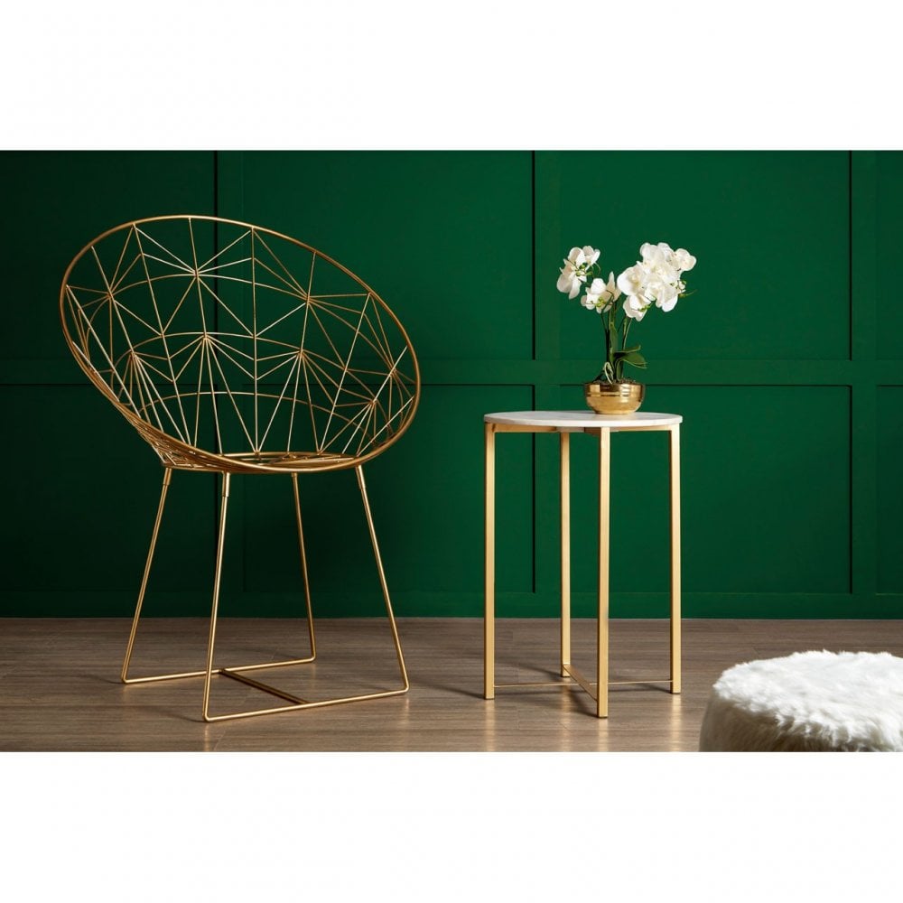 Hamish Spider Web Design Iron Chair, Iron, Gold