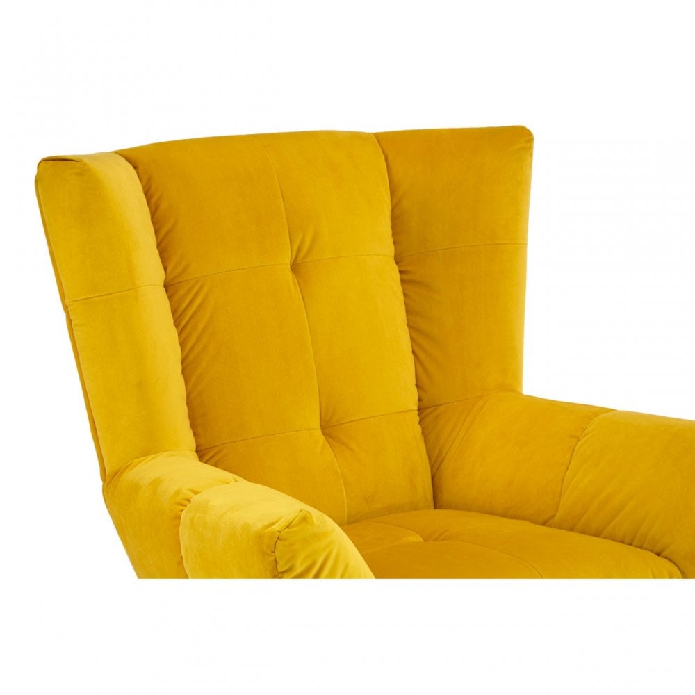 Maiko Yellow Fabric Armchair, Pine Wood, Rubber, Yellow