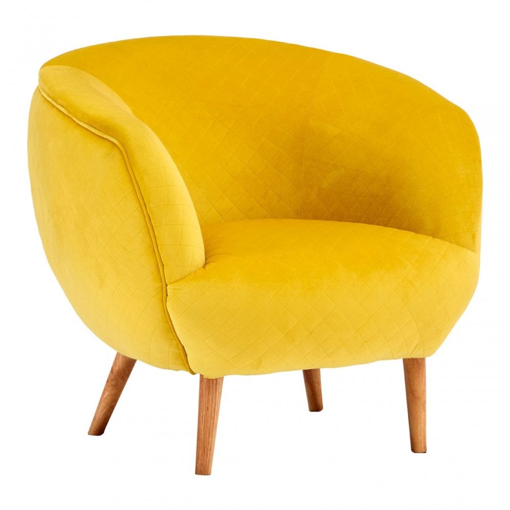 Oscar Yellow Fabric Chair, Pine Wood, Rubber, Birchwood, Yellow