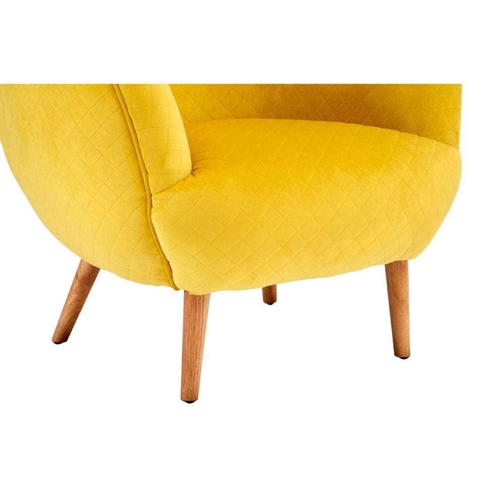 Oscar Yellow Fabric Chair, Pine Wood, Rubber, Birchwood, Yellow