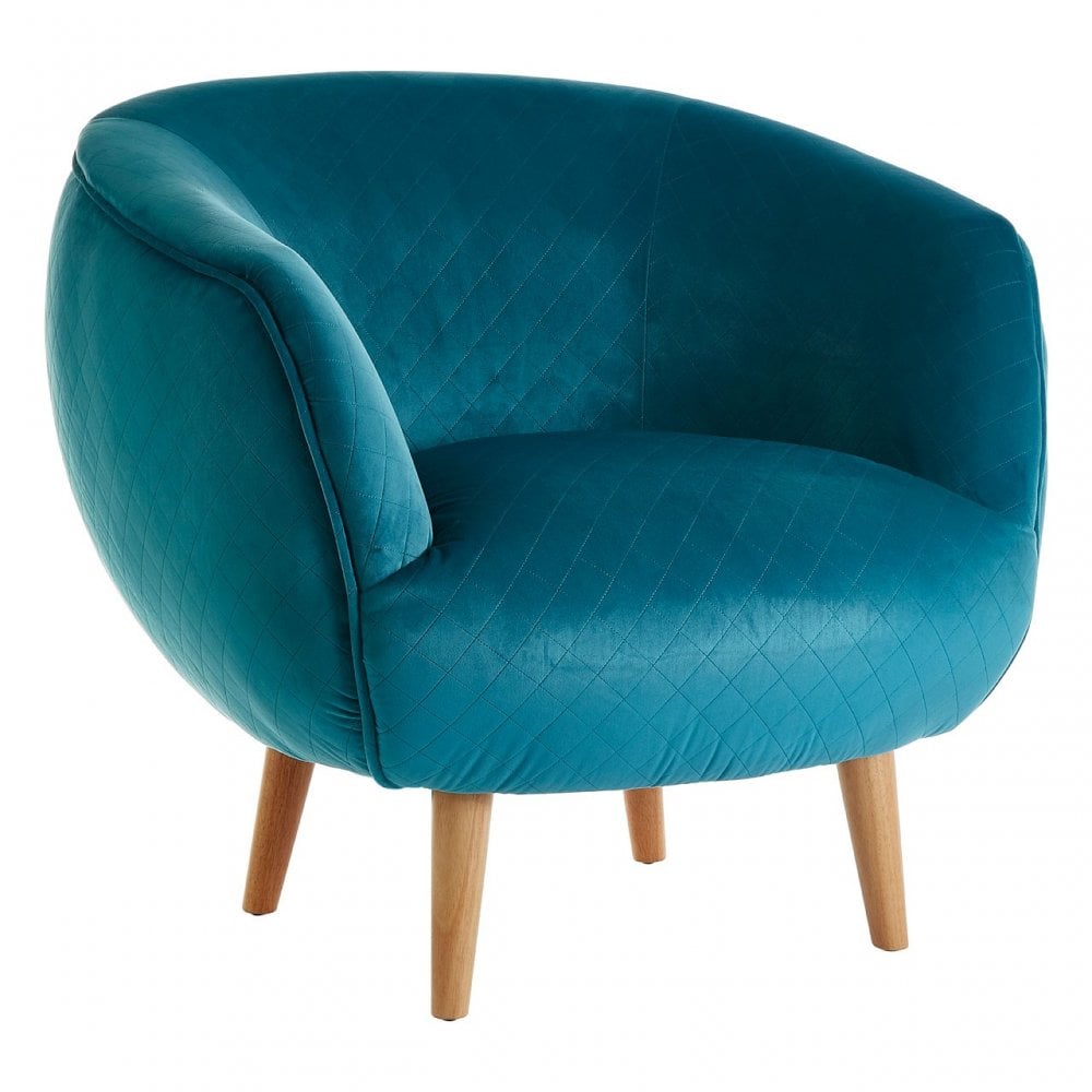 Oscar Teal Fabric Chair, Pine Wood, Rubber, Teal
