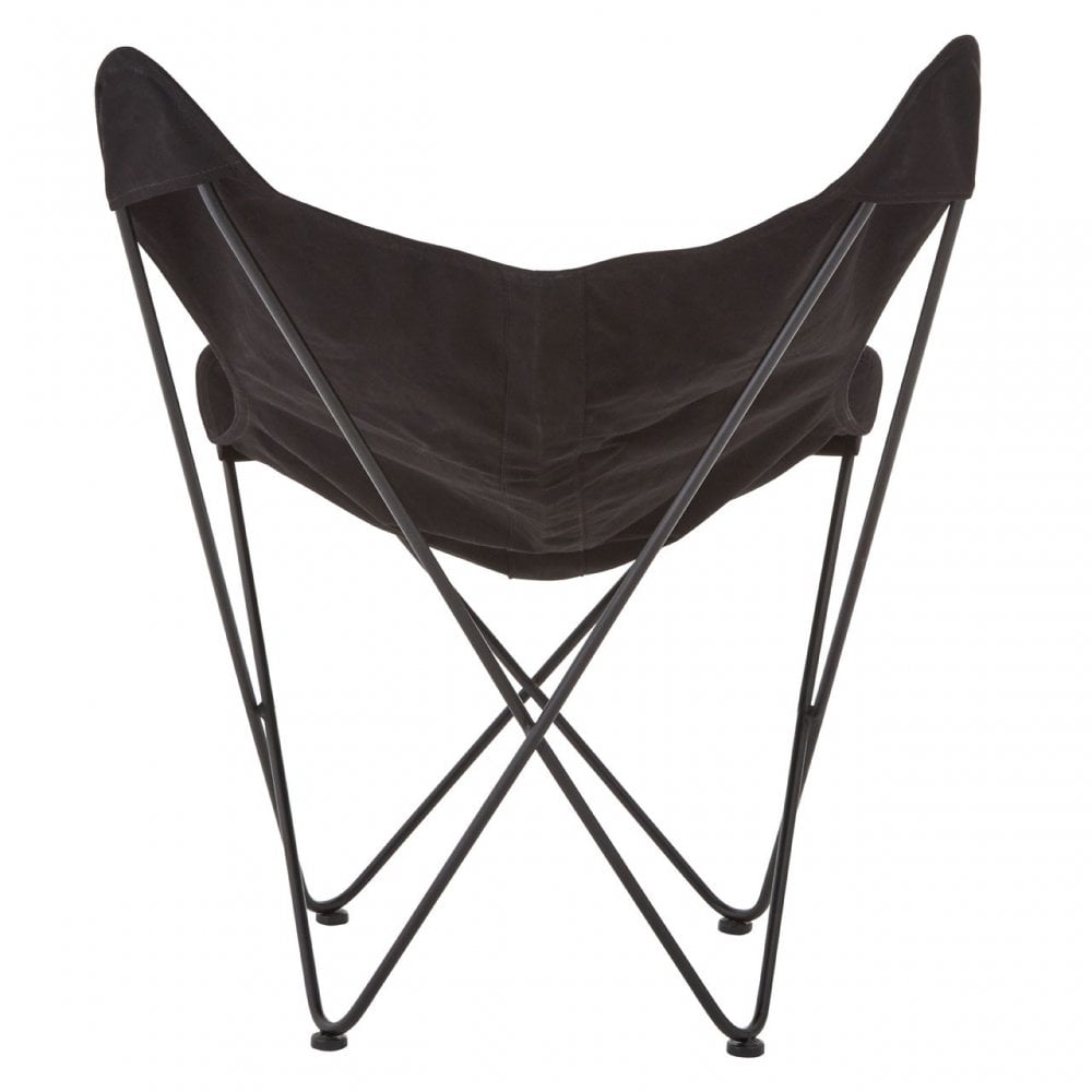 Papillon Outdoor Butterfly Chair, Cotton Canvas, Steel, Black