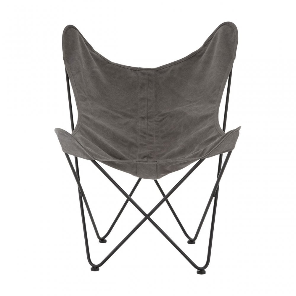 Papillon Outdoor Butterfly Chair, Cotton Canvas, Steel, Grey