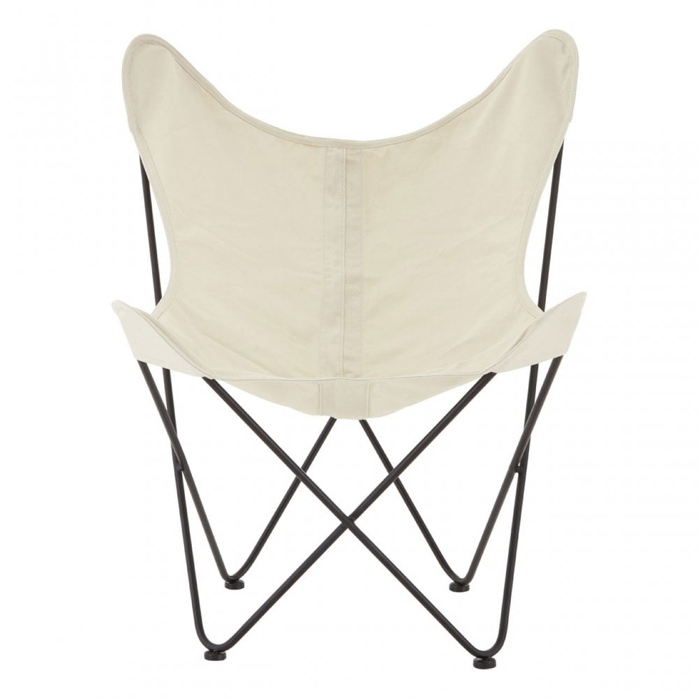 Papillon Outdoor Butterfly Chair, Cotton Canvas, Steel, Cream