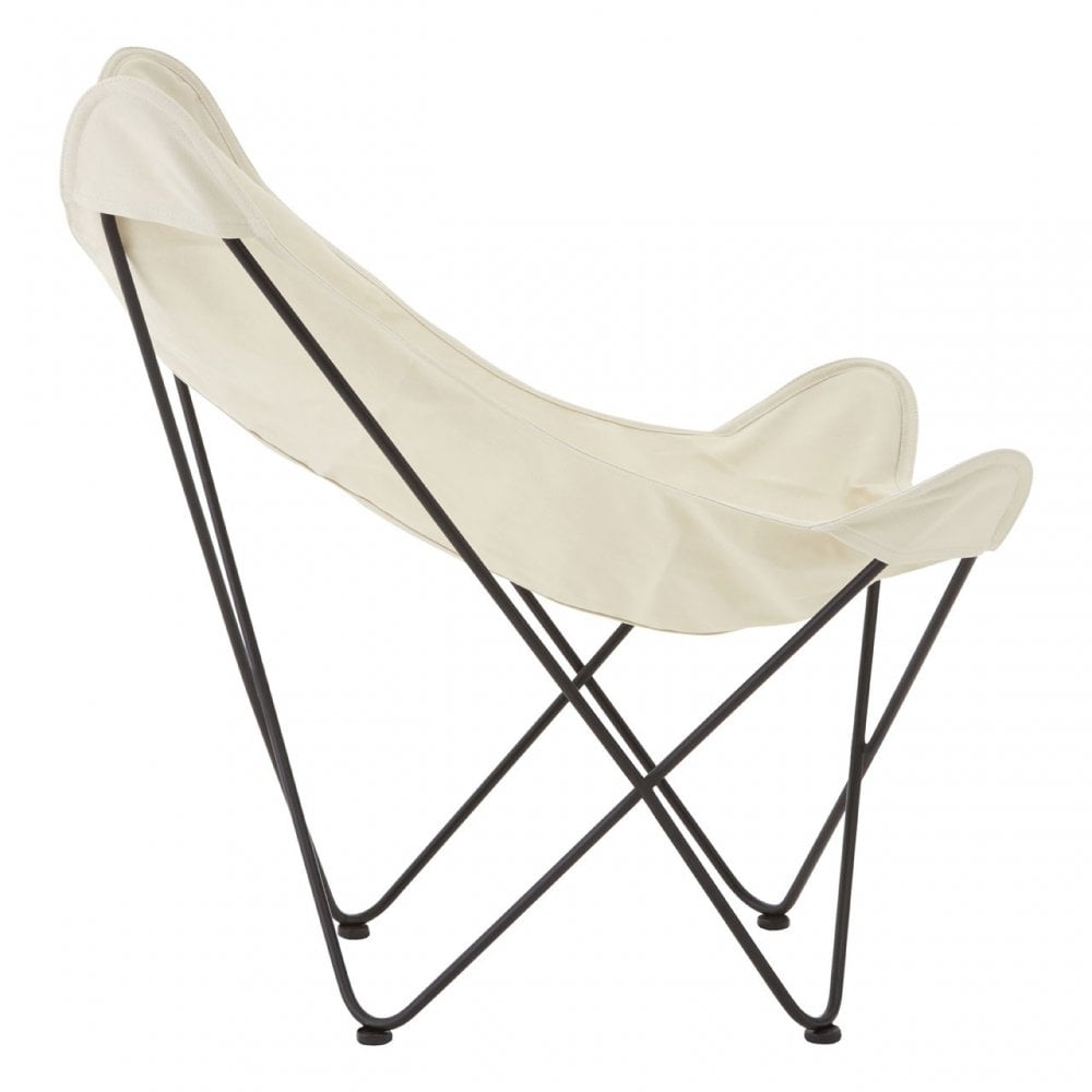 Papillon Outdoor Butterfly Chair, Cotton Canvas, Steel, Cream