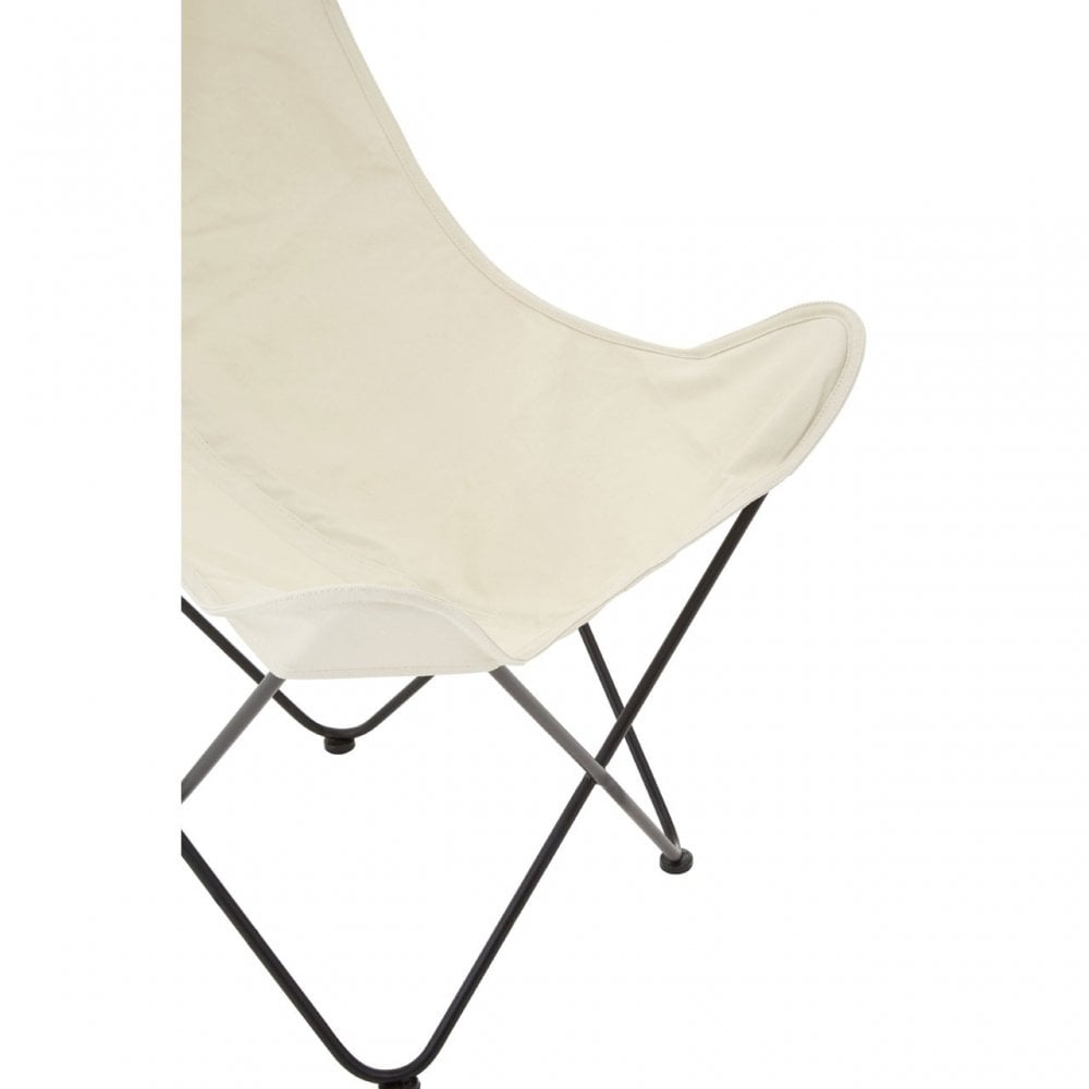 Papillon Outdoor Butterfly Chair, Cotton Canvas, Steel, Cream