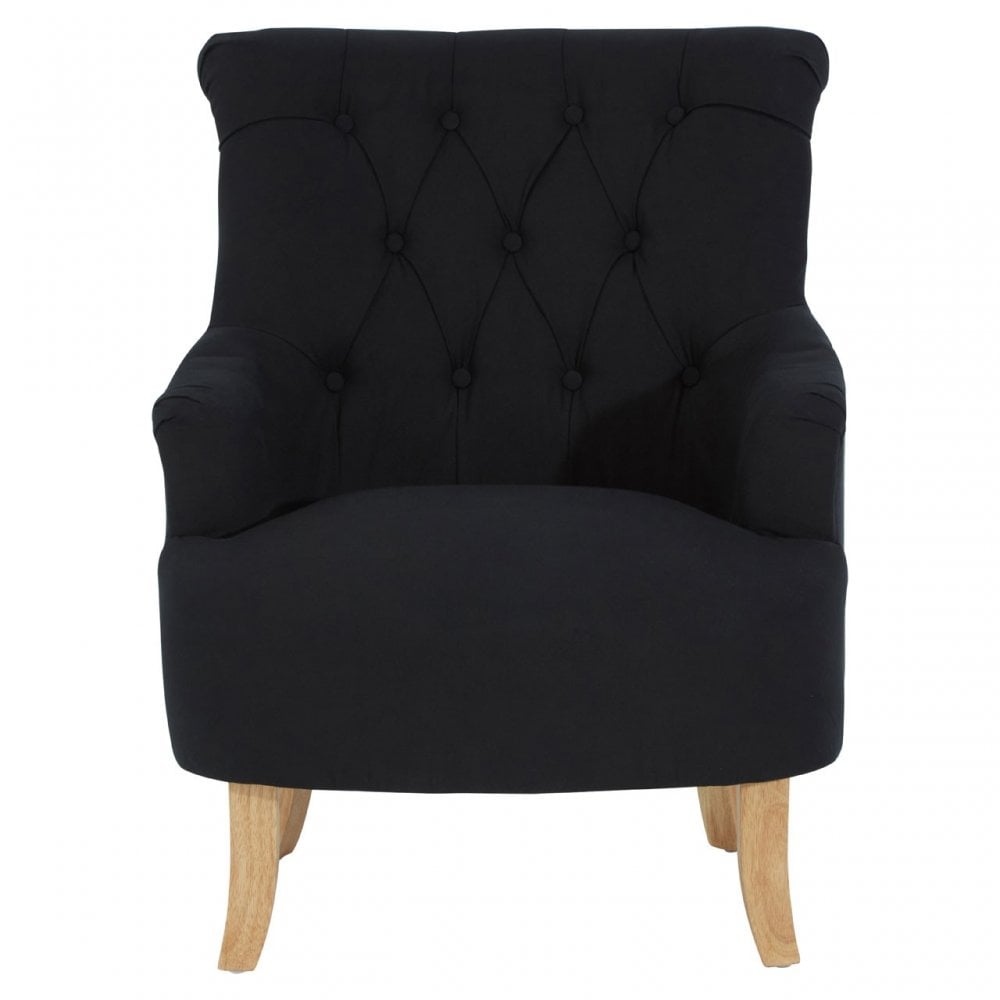 Townhouse Armchair, Cotton Canvas, Rubberwood, Black