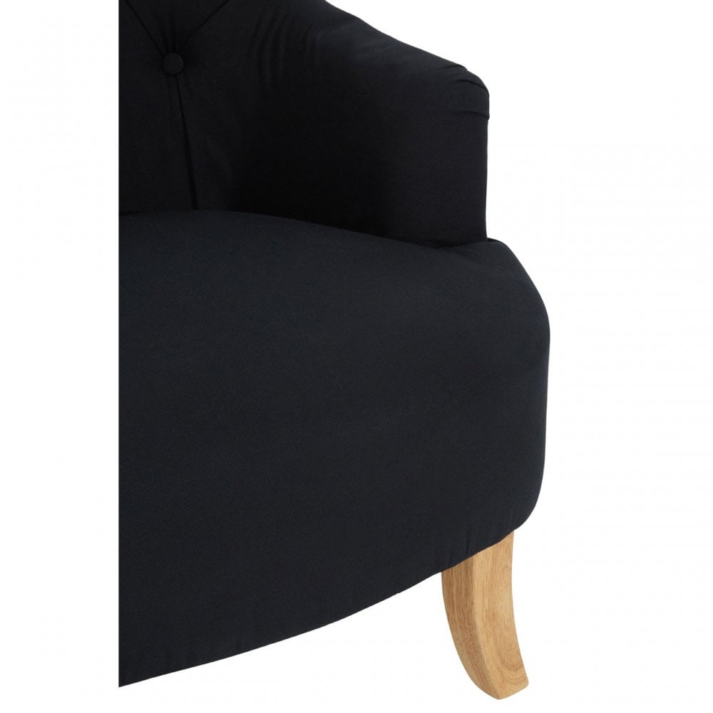 Townhouse Armchair, Cotton Canvas, Rubberwood, Black