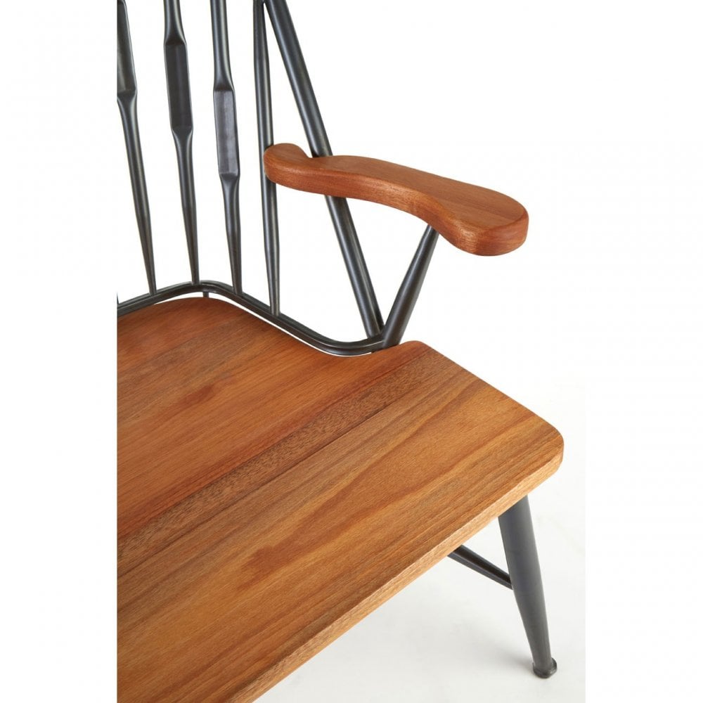 Ranch Foundry Style Armchair, Walnut Wood, Brown