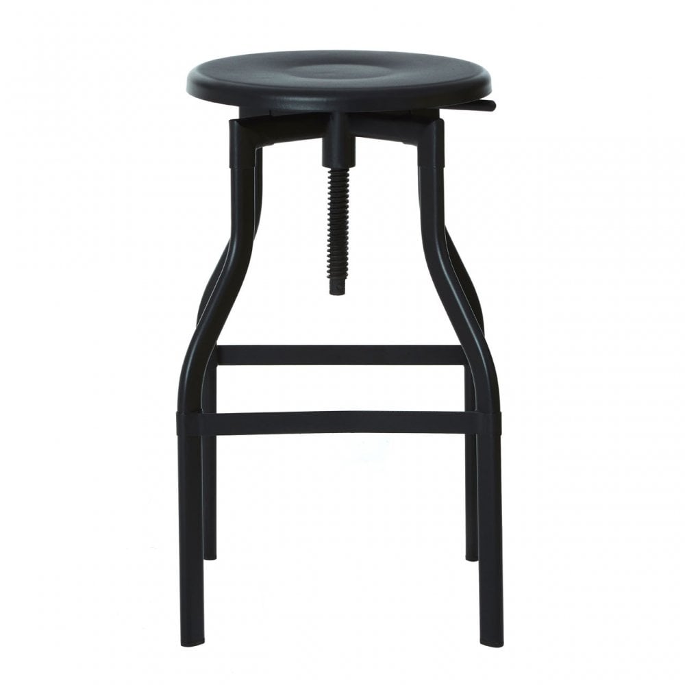 New Foundry Bar Stool, Powder Coated Metal, Black