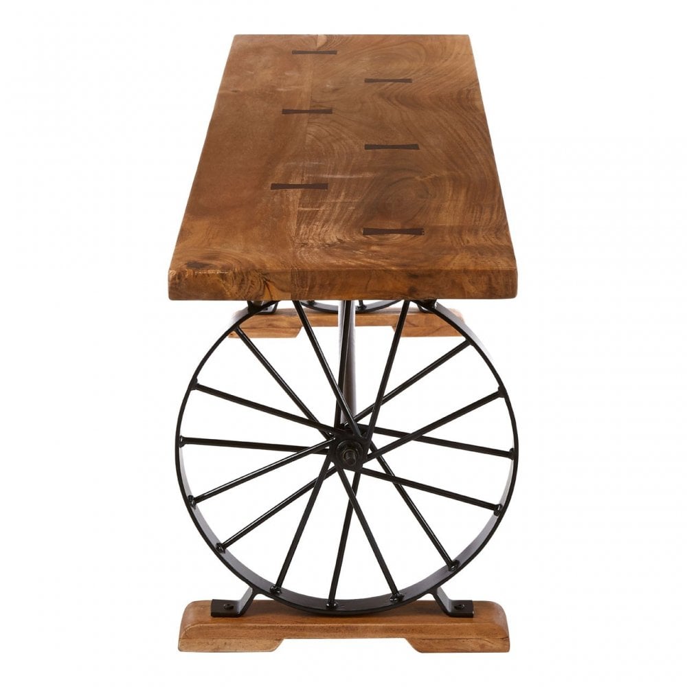 Nandri Acacia Wood Bench, Acacia Wood, Iron, Brown