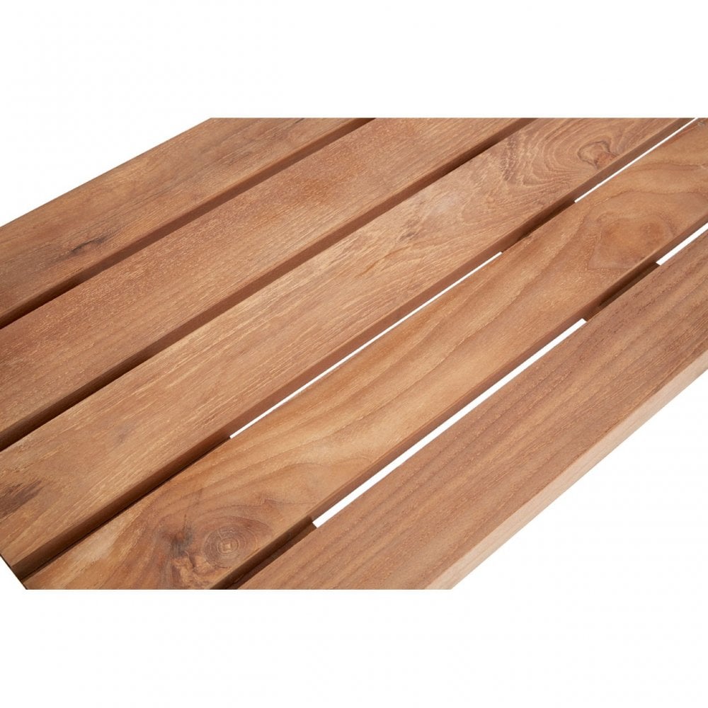 Nandri Teak Wood Bench, Iron, Teak, Natural