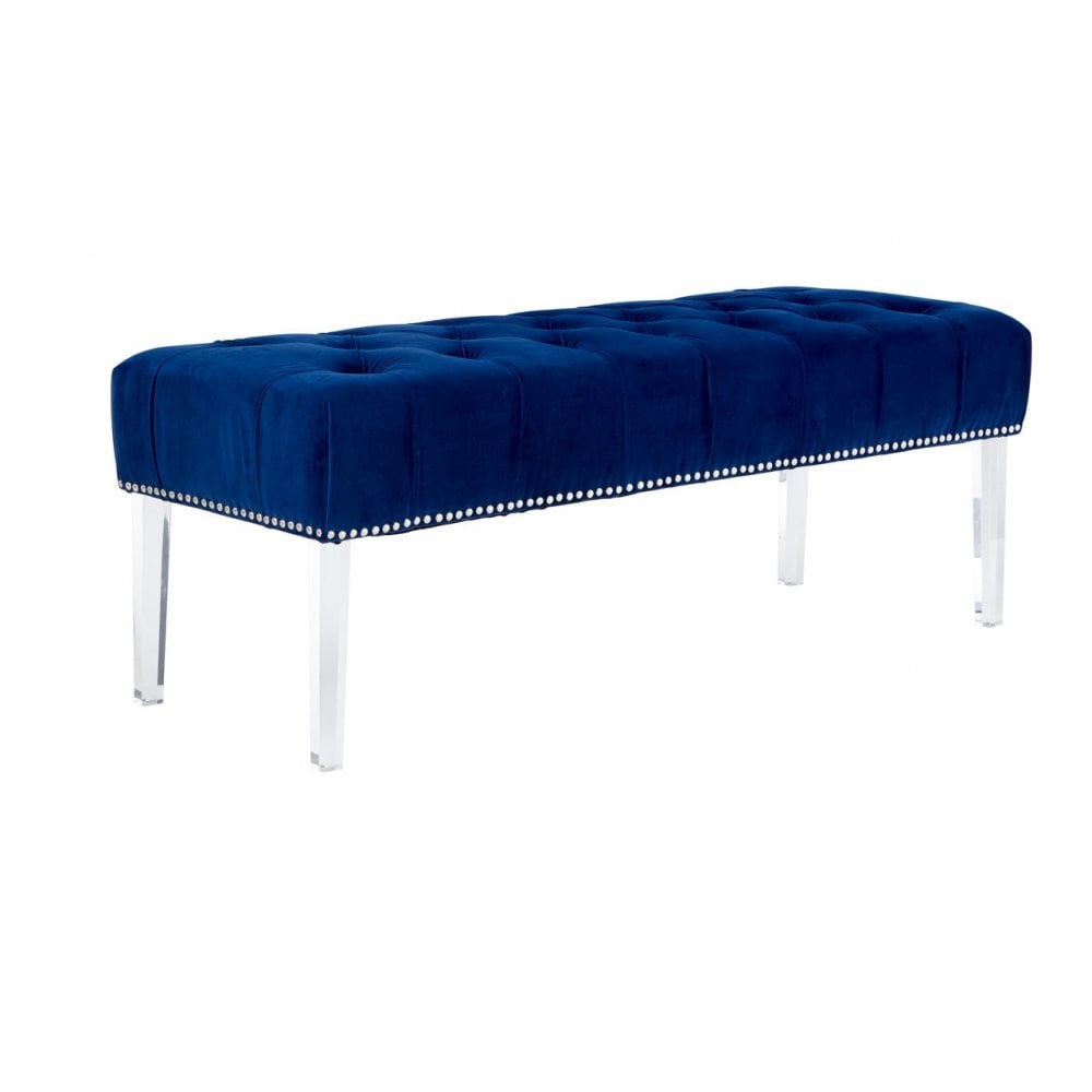 Kirsti Blue Velvet Bench, Blue