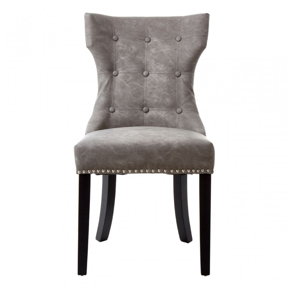 Daxton Grey Faux Leather Dining Chair, Foam, Rubberwood, Grey