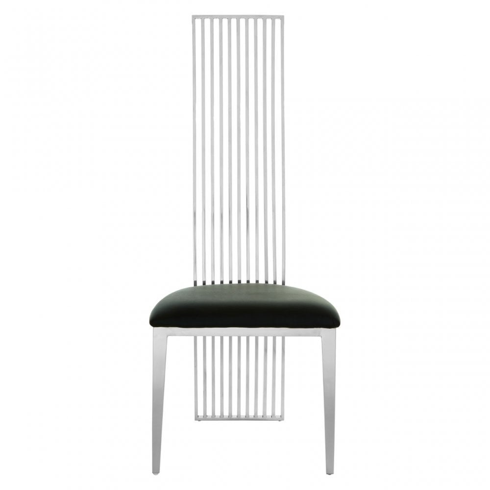 Elisa Silver Finish Dining Chair, Foam, Stainless Steel, Silver
