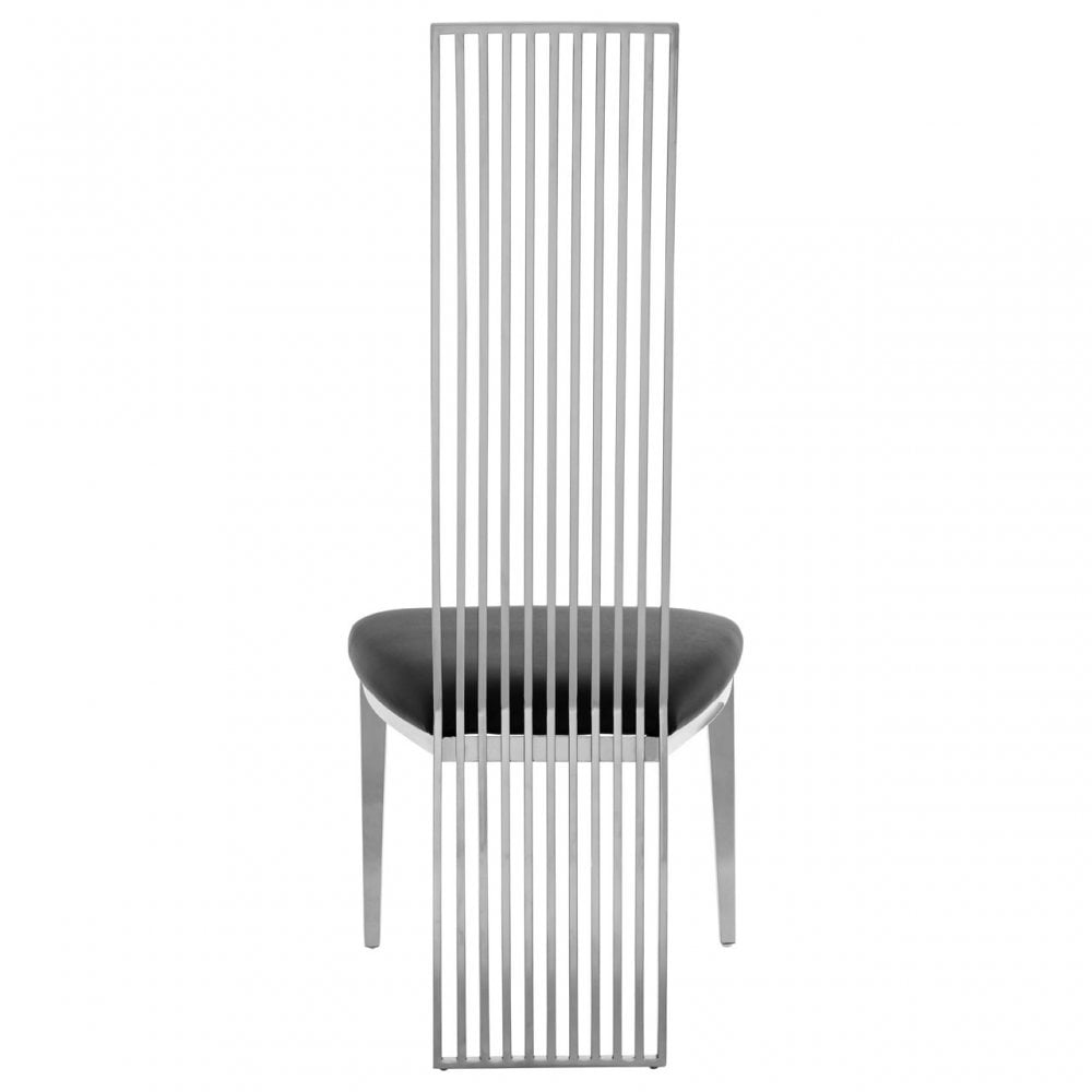 Elisa Silver Finish Dining Chair, Foam, Stainless Steel, Silver