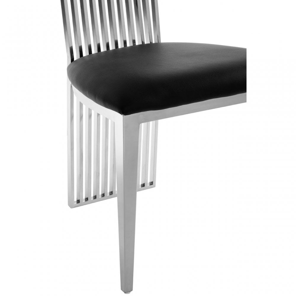 Elisa Silver Finish Dining Chair, Foam, Stainless Steel, Silver