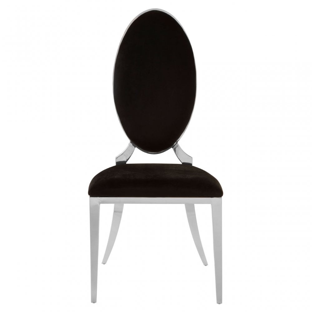 Elisa Black Velvet Dining Chair, Foam, Stainless Steel, Silver