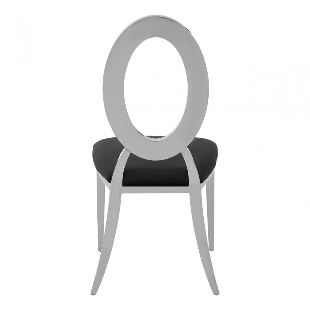 Yasmin Round Back Dining Chair, Sponge, Stainless Steel, Silver