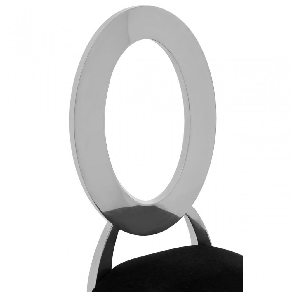 Yasmin Round Back Dining Chair, Sponge, Stainless Steel, Silver