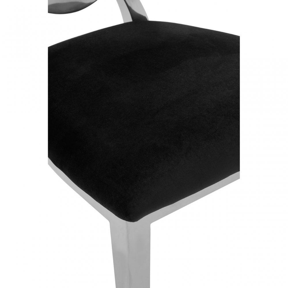 Yasmin Round Back Dining Chair, Sponge, Stainless Steel, Silver