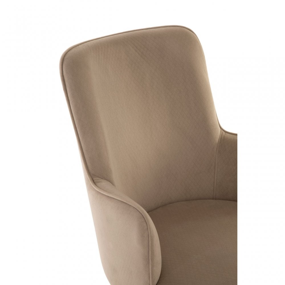 Elisa Beige Velvet Dining Chair, Foam, Stainless Steel, Beige