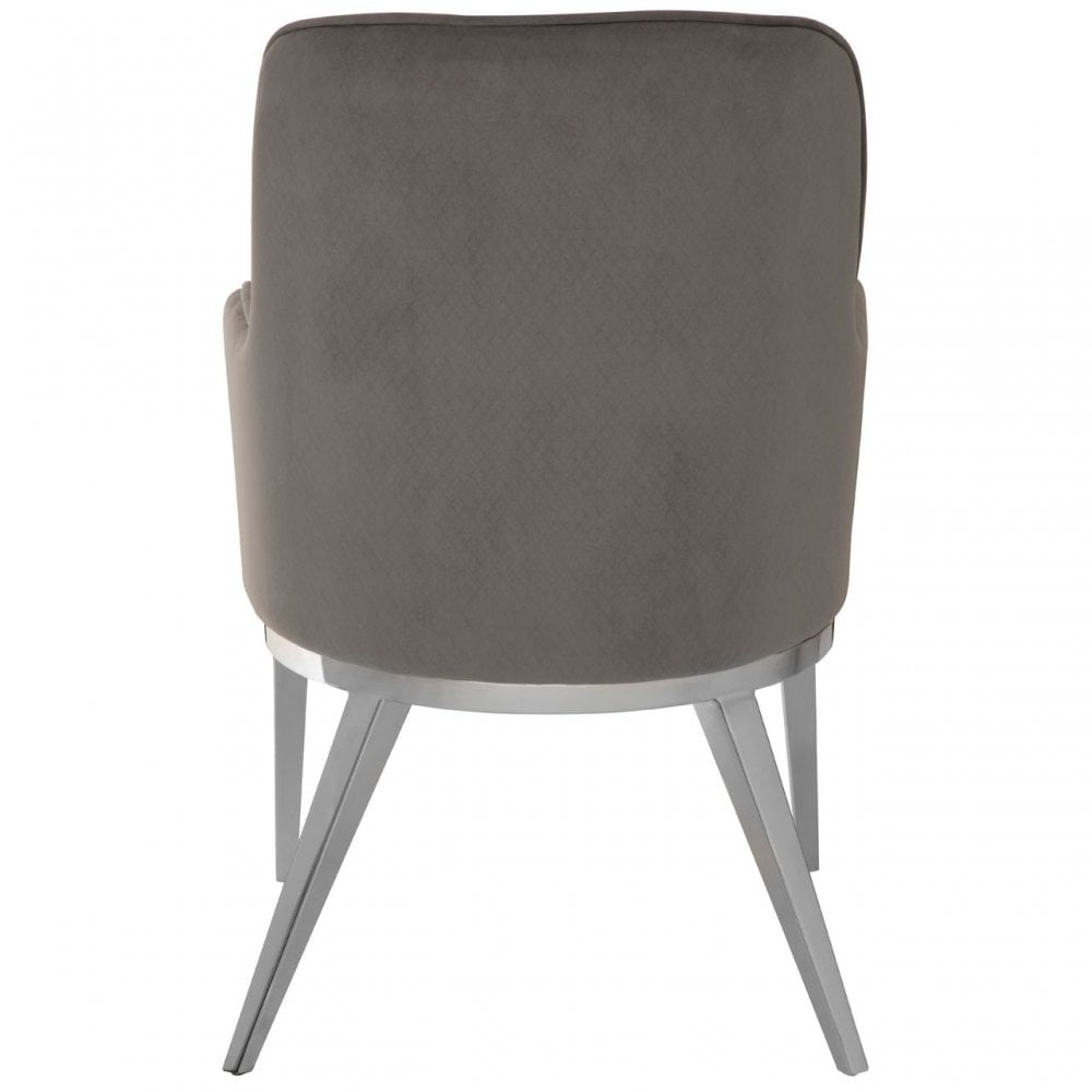 Elisa Black Velvet Dining Chair, Foam, Stainless Steel, Grey