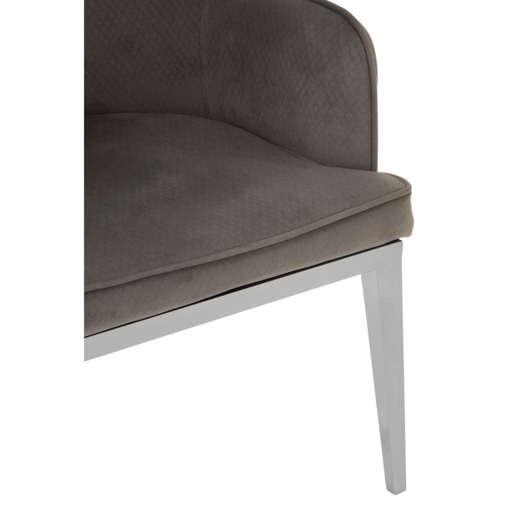 Elisa Black Velvet Dining Chair, Foam, Stainless Steel, Grey